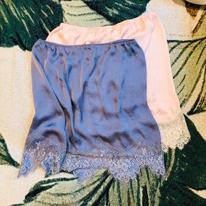 FL Set of Two Mini Slip Lace and Silk Skirts